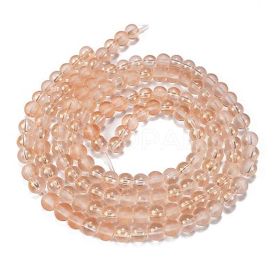 Frosted Transparent Glass Bead Strands GLAA-P065-6mm-05-1