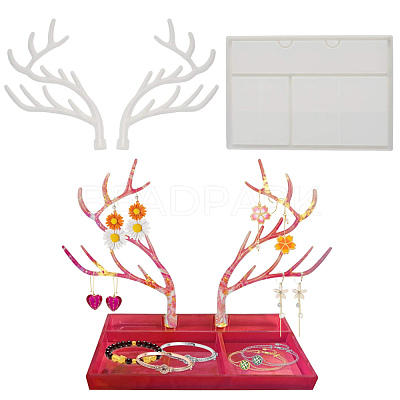 Antler Tree Jewelry Display Rack Silicone Molds & Storage Box Silicone Molds DIY-X0293-84-1