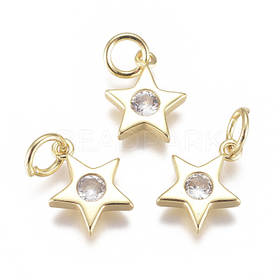 Brass Micro Pave Cubic Zirconia Charms X-ZIRC-F111-09G-08-1