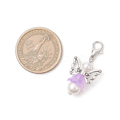 Angel Glass & Shell Pearl Bead Pendant Decorations HJEW-JM02964-1