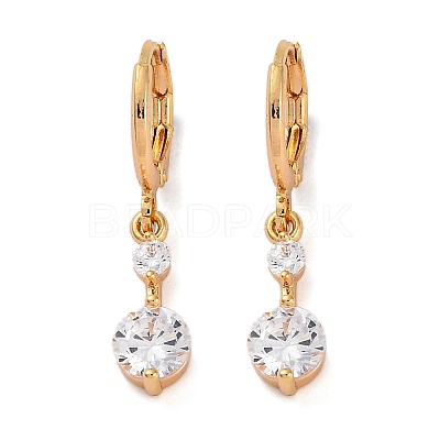 Brass Micro Pave Clear Cubic Zirconia Leverback Earrings EJEW-K300-17G-1