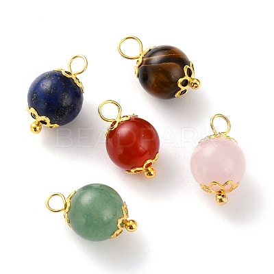 Natural Lapis Lazuli & Red Agate & Green Aventurine & Rose Quartz & Tiger Eye Pendants PALLOY-JF00580-1