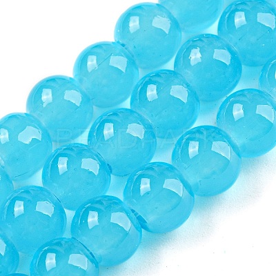 Baking Paint Imitation Jade Glass Round Bead Strands DGLA-Q021-6mm-06-1