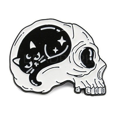 Cartoon Cat & Skull Enamel Pins JEWB-Q033-02A-1