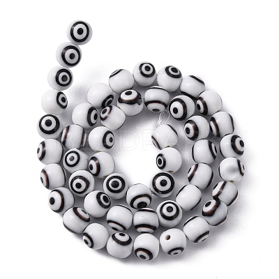 Handmade Evil Eye Lampwork Round Bead Strands LAMP-L055-8mm-1