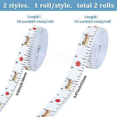 2 Rolls 2 Styles Back to School Season Polyester Ribbons OCOR-GF0005-94-1