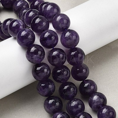 Round Natural Amethyst Gemstone Bead Strands G-J333-01-12mm-1