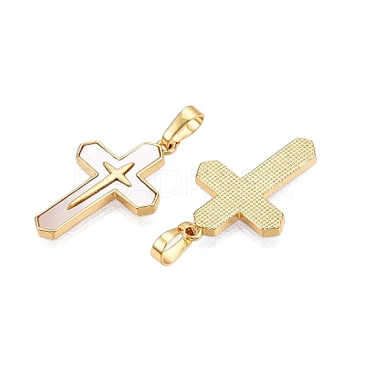 Brass & Shell Pendants KK-N254-209G-1