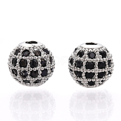 Rack Plating Brass Cubic Zirconia Beads ZIRC-S001-8mm-B03-1