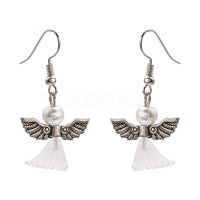 Lovely Wedding Dress Angel Dangle Earrings X-EJEW-JE00521-09-1