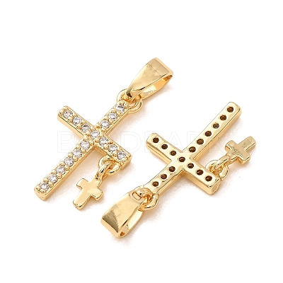 Brass Micro Pave Clear Cubic Zirconia Pendants CU-CBAB2E9-01G-1