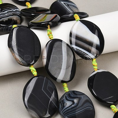 Natural Banded Agate Beads Strands G-P605-L02-07-1
