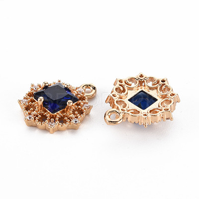 Rack Plating Brass Micro Pave Clear Cubic Zirconia Pendants KK-T060-61G-RS-1
