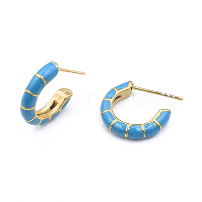Enamel C-shape Stud Earrings EJEW-N052-05A-1