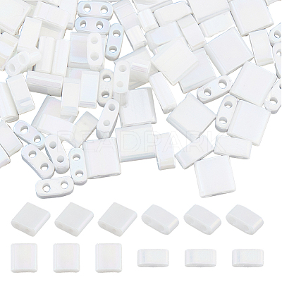 300Pcs 2 Styles 2-Hole Opaque Colours Glass Seed Beads SEED-HS0001-06B-1