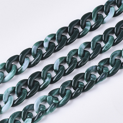 Acrylic Handmade Curb Chains SACR-N006-02E-1