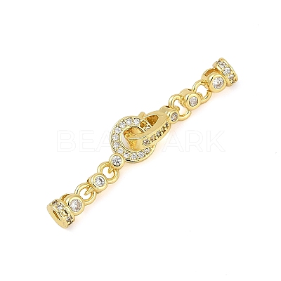 Brass Micro Pave Clear Cubic Zirconia Fold Over Clasps KK-H202-19G-1