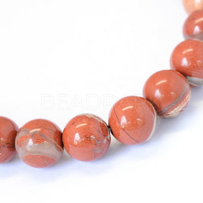 Natural Red Jasper Round Bead Strands X-G-E334-6mm-27-1