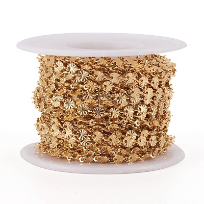 304 Stainless Steel Flat Sequin Chains CHS-G016-01G-1