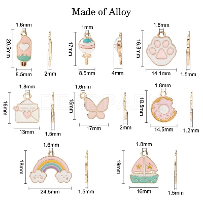 40Pcs 8 Styles Alloy Enamel Pendants ENAM-CJ0004-76-1
