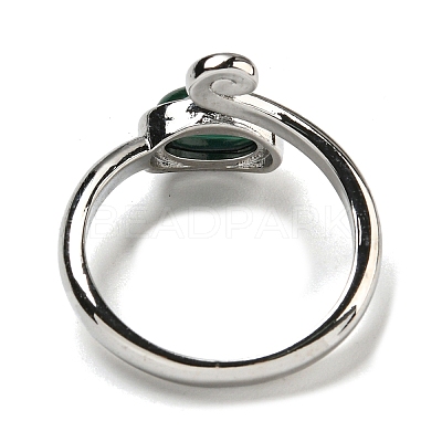 Natural Malachite Adjustable Rings RJEW-K269-08P-08-1