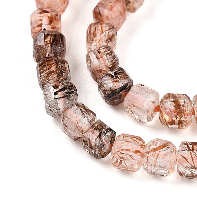 Natural Black Gold Rutilated Quartz Beads Strands G-T141-59-1