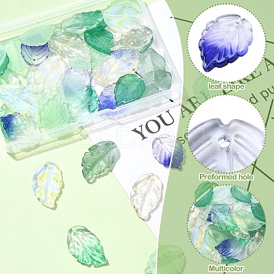 40Pcs 8 Styles Glass Pendants GLAA-YW0003-81-1