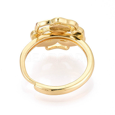 Flower Brass Shell Adjustable Rings Setting KK-T079-35G-1