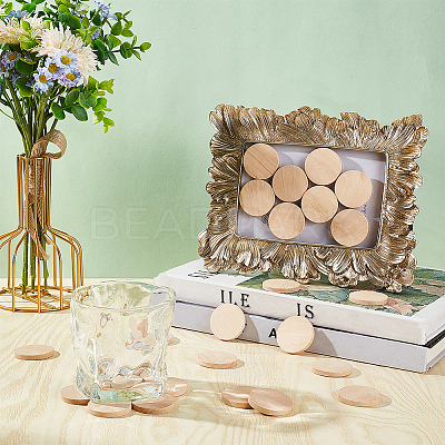 Flat Round Wooden Cabochons WOOD-WH0024-111-1