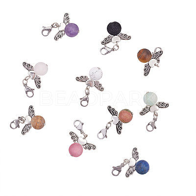 Angel Theme Natural Gemstone Pendants HJEW-PH0001-20AS-1