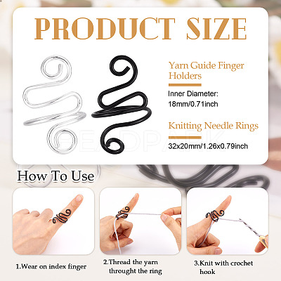 2Pcs 2 Styles Iron Yarn Guide Finger Holders DIY-TA0011-14-1