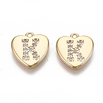 Brass Micro Pave Clear Cubic Zirconia Charms KK-N231-234K-NF-1