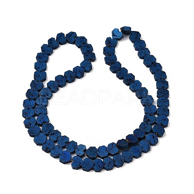 Electroplated Natural Lava Rock Beads Strands G-K388-04A-06-1