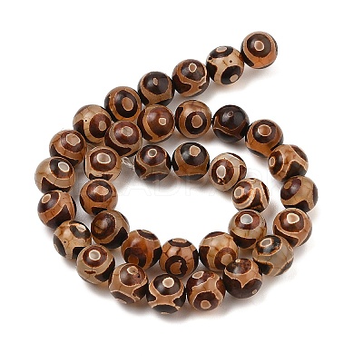 Natural Tibetan 3-Eye dZi Agate Beads Strands G-A240-A03-02-1