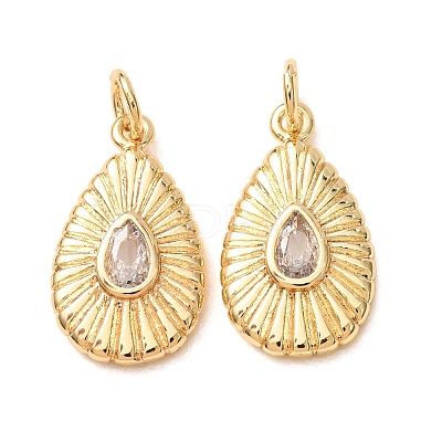 Brass Pave Clear Cubic Zirconia Pendants CU-K002-25G-1