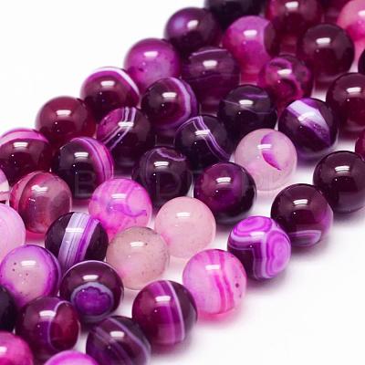 Natural Striped Agate/Banded Agate Bead Strands X-G-K155-A-8mm-02-1