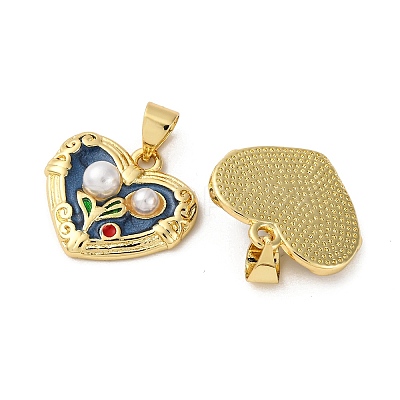 Flower Brass Enamel Pendants LS-KK-D390-17G-05-1