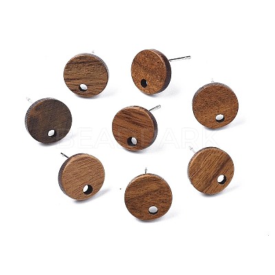 Walnut Wood Stud Earring Findings LS-X-MAK-N033-008A-1