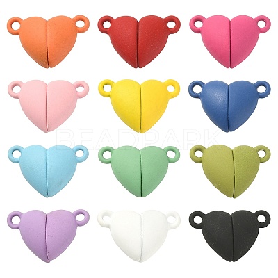 12 Sets 12 Colors Spray Painted Alloy Magnetic Clasps PALLOY-CJ0002-31-1