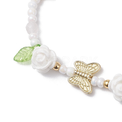 Glass Seed Bead and Resin Braided Bead Bracelets for Women BJEW-MZ00237-1
