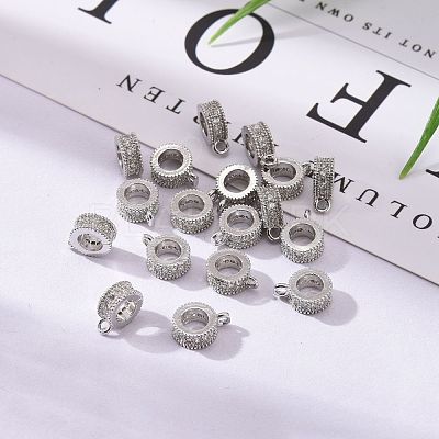Rack Plating Brass Micro Pave Cubic Zirconia Tube Bails ZIRC-I012-05P-RS-1