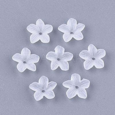 5-Petal Transparent Acrylic Bead Caps FACR-T001-06-1
