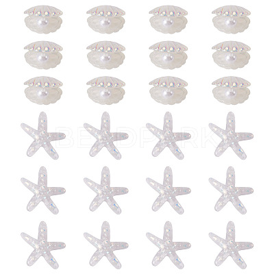26Pcs 2 Styles UV Plating Ocaen Theme Transparent Resin Cabochons CRES-TA0001-54-1