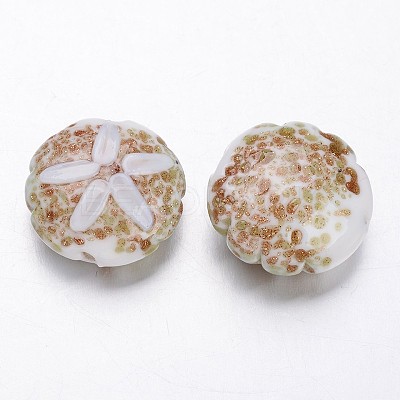 Ocean Style Flat Round Handmade Lampwork Beads LAMP-F006-20-1