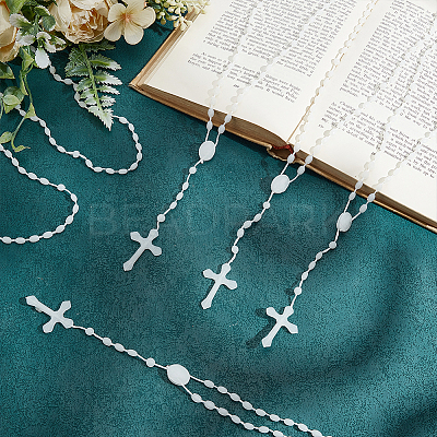 60Pcs Plastic Rosary Bead Necklaces NJEW-GO0001-10-1