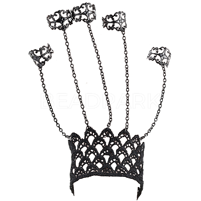 2Pcs Halloween Gothic Finger Ring Bracelets for Women BJEW-CN0001-15-1