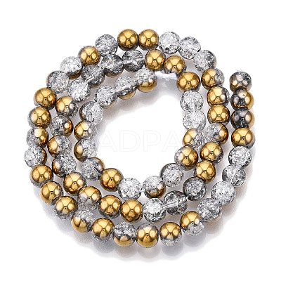 Electroplated Crackle Glass Beads Strands EGLA-N014-6mm-04-1