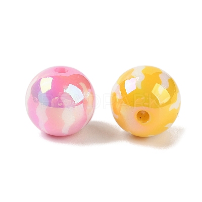 10Pcs UV Plating Colours Acrylic Beads OACR-S146-01O-1