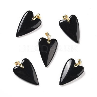 Natural Obsidian Pendants G-E570-01G-10-1