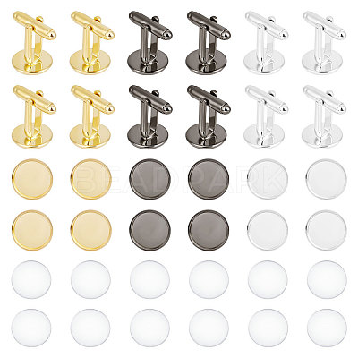 12Pcs 3 Colors Brass Cuff Button BUTT-UN0001-22-1